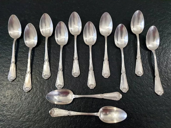 ピュイフォルカ 純銀アントルメ（デザート用）スプーン 12本セット (Mサイズ） ポンパドールモデル