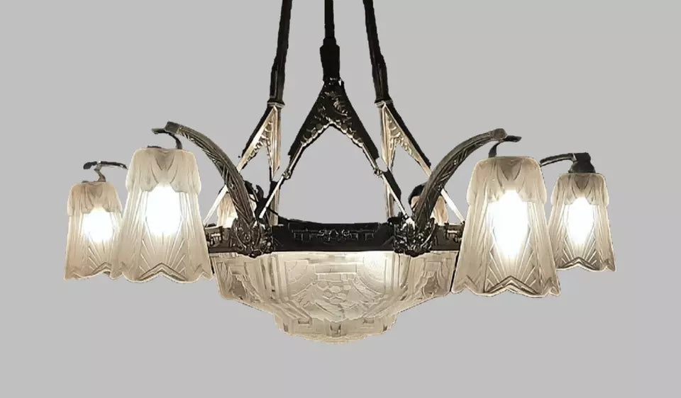 ミューラー兄弟 フランス製アールデコ調シャンデリア