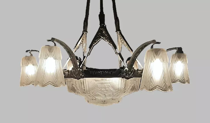 ミューラー兄弟 フランス製アールデコ調シャンデリア