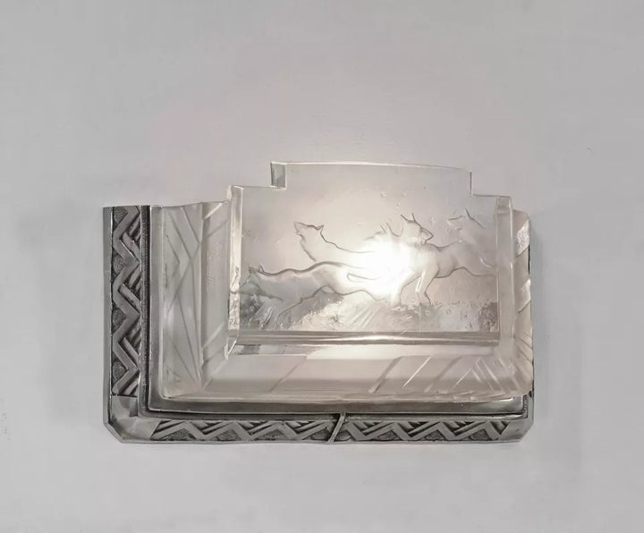 ミューラー兄弟 フランス アールデコ調の希少なペアウォールランプ