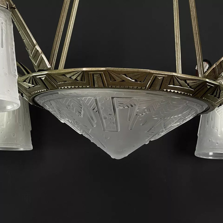 ミューラー兄弟 アールデコ調シャンデリア 1930年代