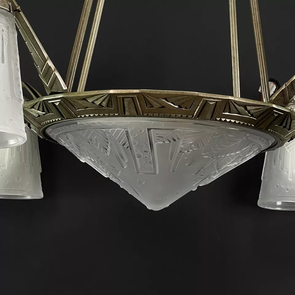 ミューラー兄弟 アールデコ調シャンデリア 1930年代