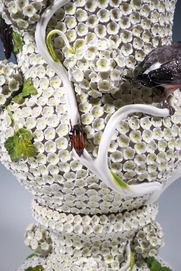 マイセン アートコレクション スノードーム 雪の花装飾の大型豪華花瓶