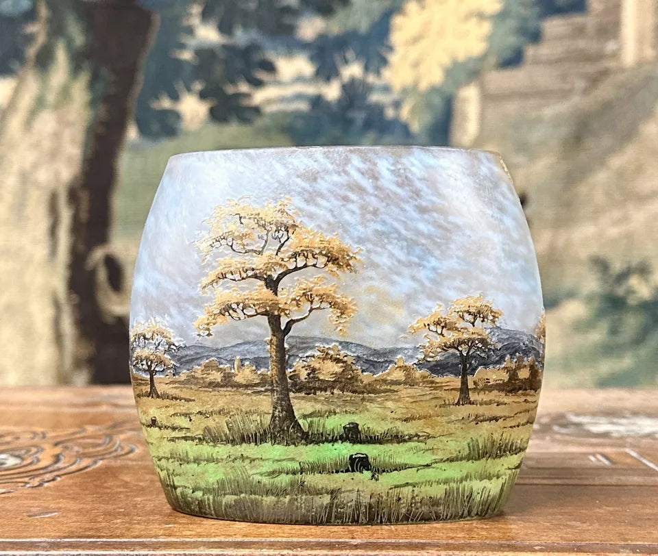 ドーム兄弟（ドームナンシー）平原と山々の風景が描かれた秋景色の花瓶