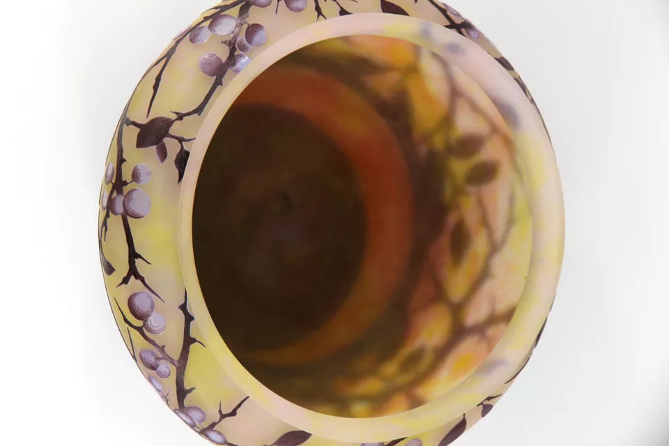 ドーム兄弟（ドームナンシー）スモモの実が描かれた鉢型の花瓶