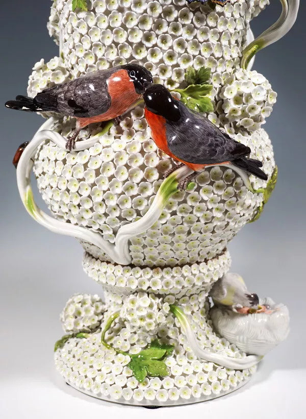 マイセン アートコレクション スノードーム 雪の花装飾の大型豪華花瓶