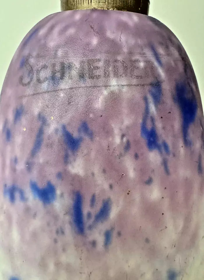 シュナイダー兄弟 魚モチーフ ガラスシェードテーブルランプ （ブロンズ製台座）