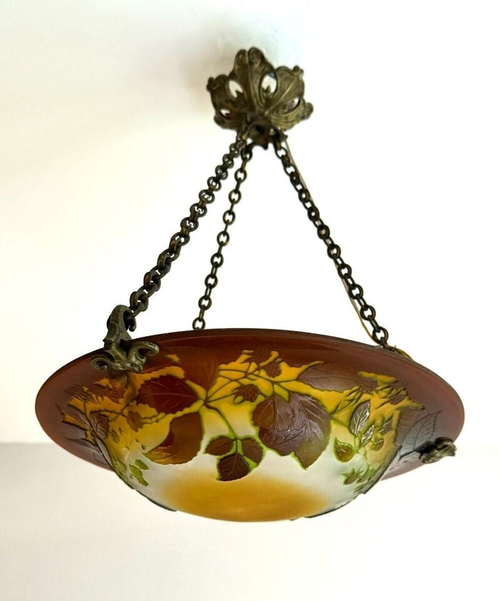 エミールガレ　ブラックベリーのアンティークペンダントライト