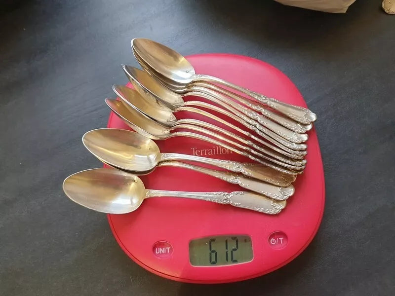 ピュイフォルカ 純銀アントルメ（デザート用）スプーン 12本セット (Mサイズ） ポンパドールモデル