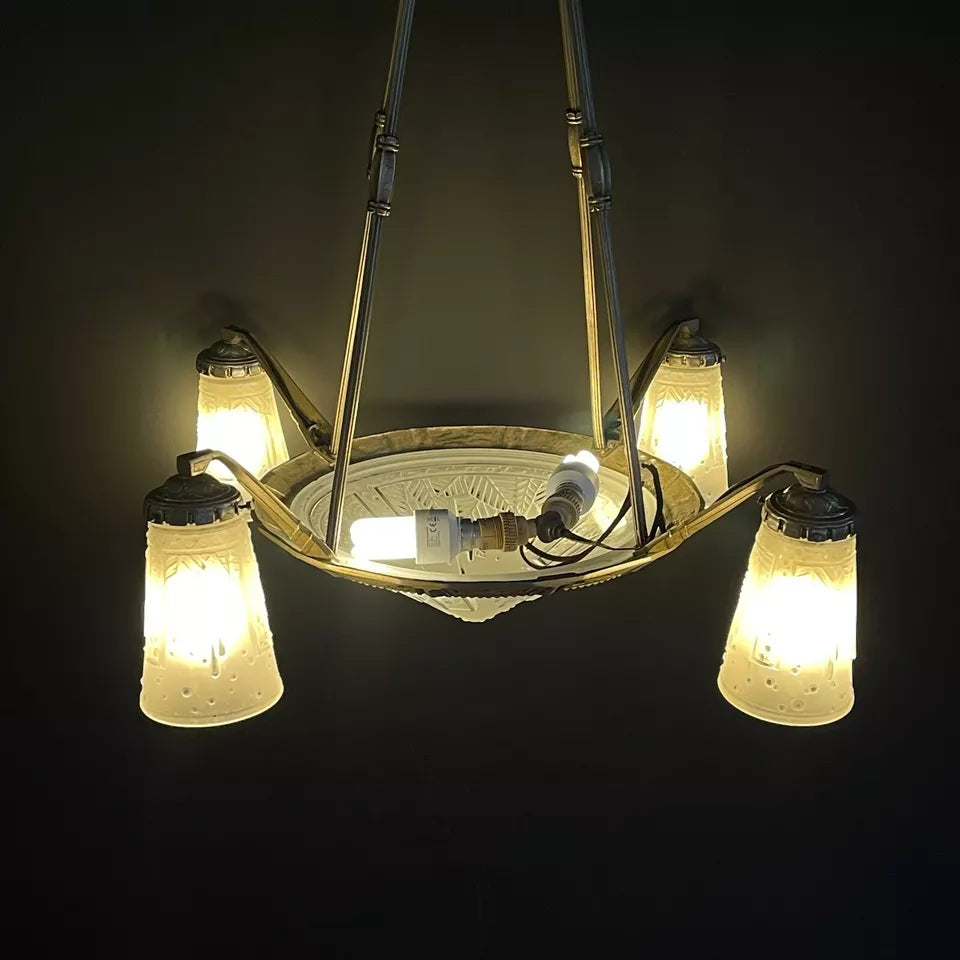 ミューラー兄弟 アールデコ調シャンデリア 1930年代