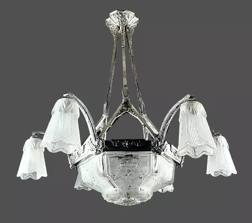 ミューラー兄弟 フランス製アールデコ調シャンデリア