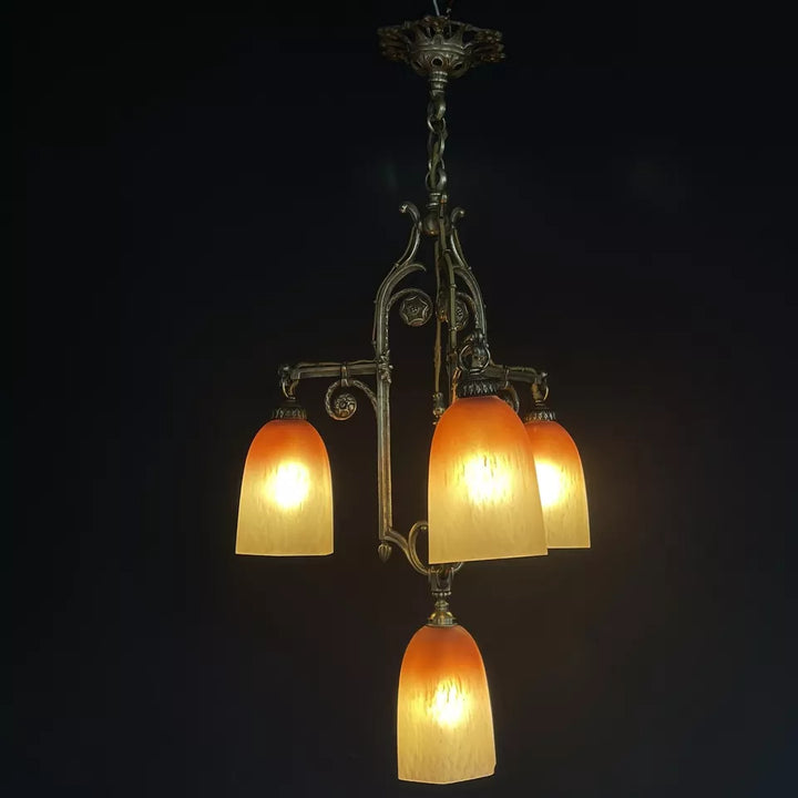 天井用吊り下げランプ  パート・ド・ヴェール ブロンズ