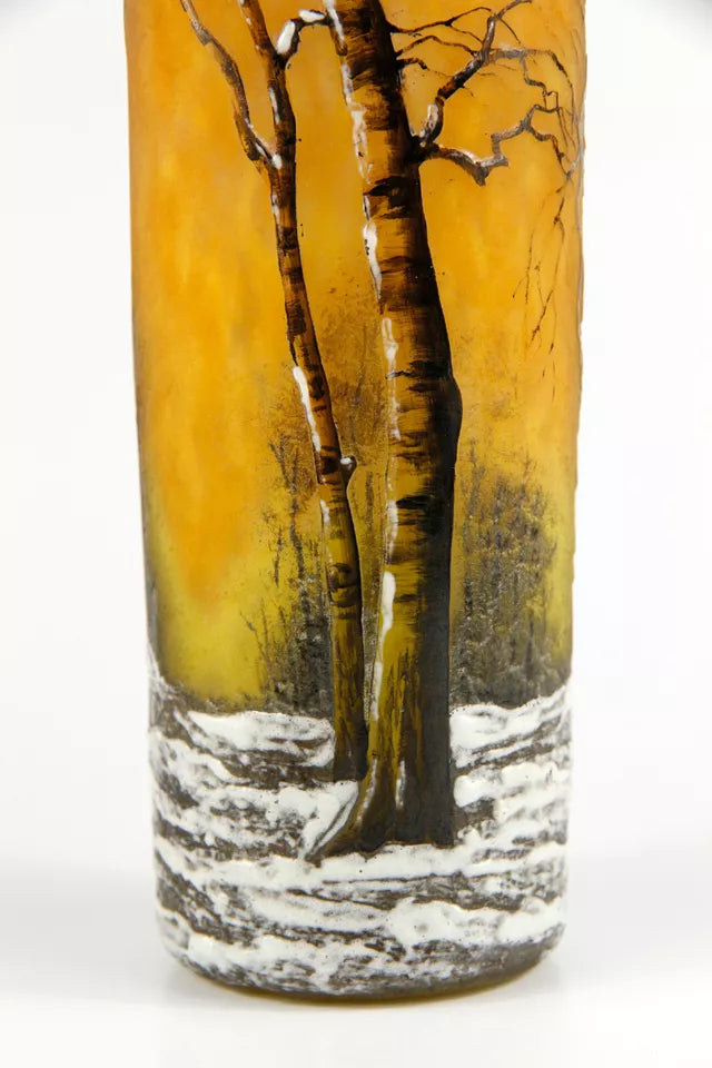 ◇証明書付◇DaumNancyドームナンシー冬景色花瓶カメオ彫高さ15cm ◇証明書付◇DaumNancyドームナンシー冬景色花瓶カメオ彫高さ15cm