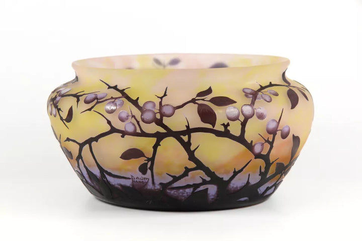 ドーム兄弟（ドームナンシー）スモモの実が描かれた鉢型の花瓶