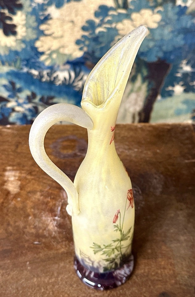 ドーム兄弟 オダマキの花の水差し型花瓶　アールヌーボー