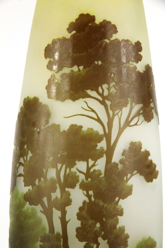 エミールガレ　圧巻の山岳湖水風景の花瓶 アールヌーヴォー時代（1910年代）の作品