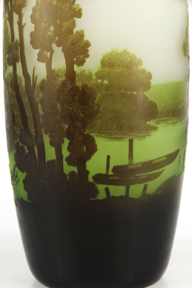 エミールガレ　圧巻の山岳湖水風景の花瓶 アールヌーヴォー時代（1910年代）の作品