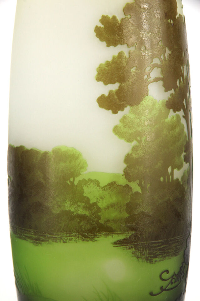 エミールガレ　圧巻の山岳湖水風景の花瓶 アールヌーヴォー時代（1910年代）の作品