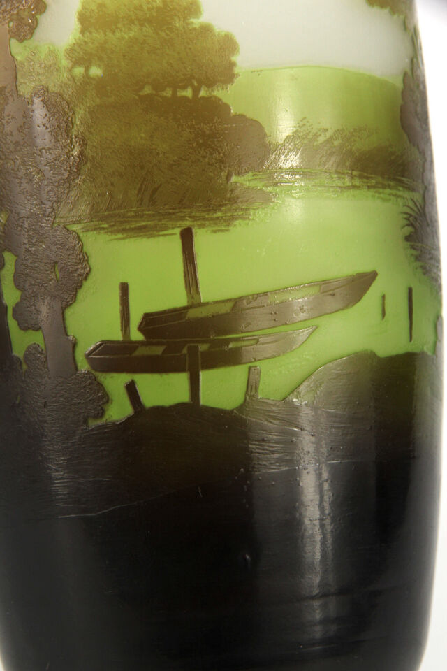 エミールガレ　圧巻の山岳湖水風景の花瓶 アールヌーヴォー時代（1910年代）の作品