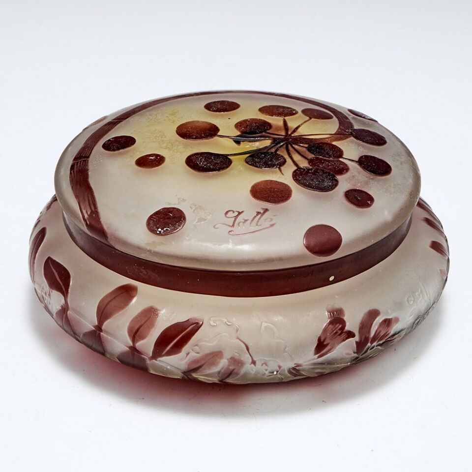 【証明書付】エミールガレEmileGalle　菓子入れ　茶器　ボンボニエール 証明書付】エミールガレEmileGalle 菓子入れ 茶器 ボンボニエール 証明