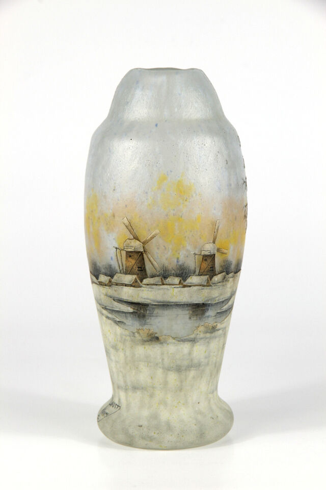 ドーム兄弟（ドームナンシー）オランダの風景と風車が描かれた花瓶