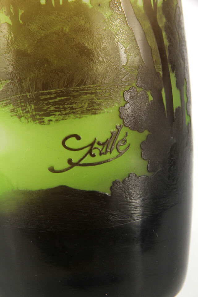 エミールガレ　圧巻の山岳湖水風景の花瓶 アールヌーヴォー時代（1910年代）の作品