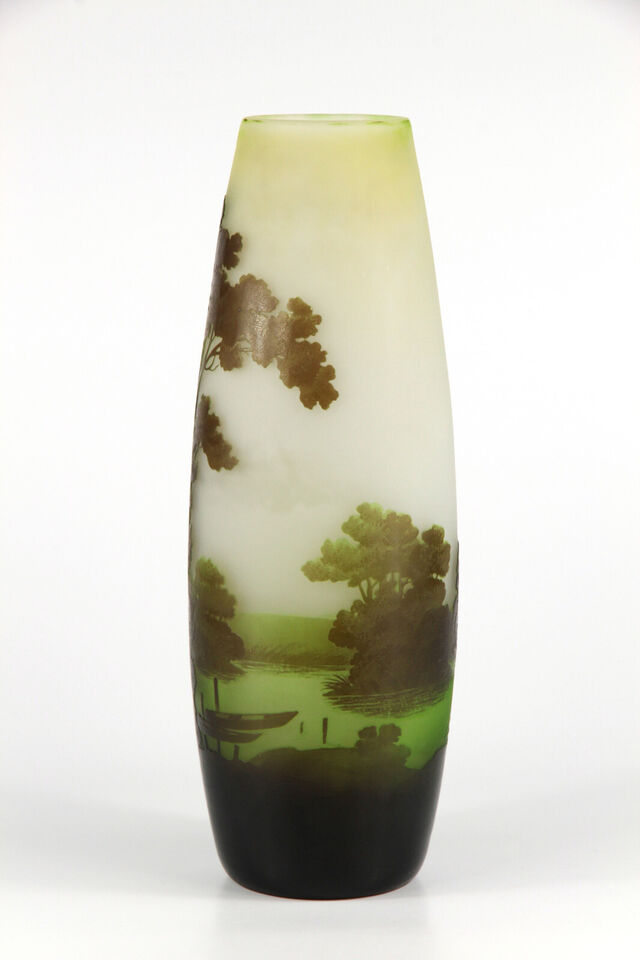 エミールガレ　圧巻の山岳湖水風景の花瓶 アールヌーヴォー時代（1910年代）の作品