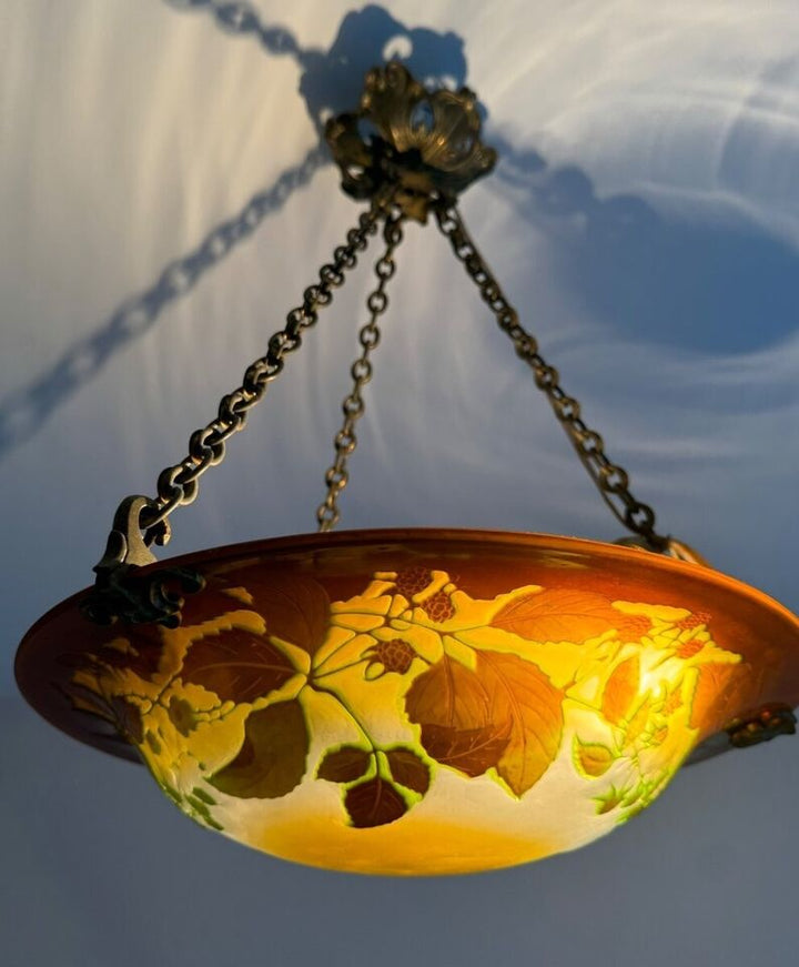 エミールガレ　ブラックベリーのアンティークペンダントライト