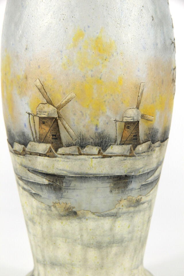 ドーム兄弟（ドームナンシー）オランダの風景と風車が描かれた花瓶