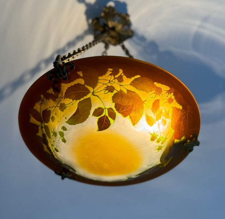 エミールガレ　ブラックベリーのアンティークペンダントライト