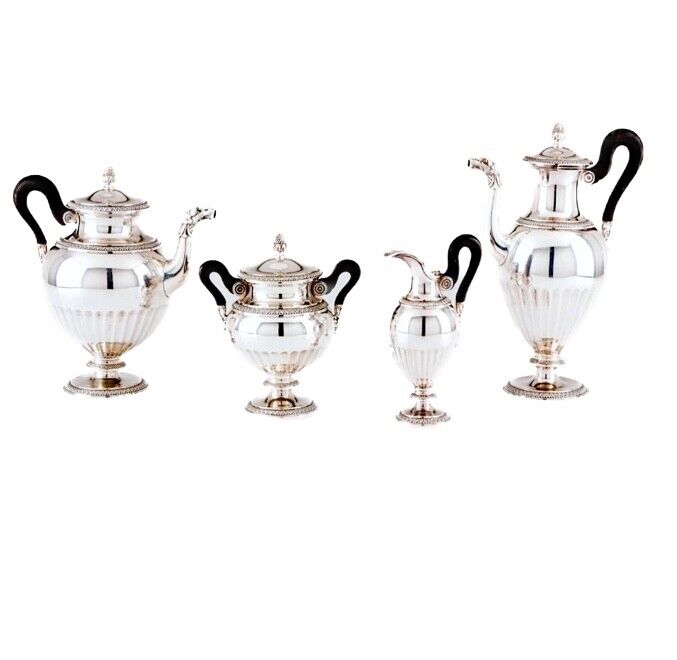 クリストフルカルディヤック マルメゾン/エンパイア 4 ピース コーヒー & ティーセット 950 スターリングシルバー