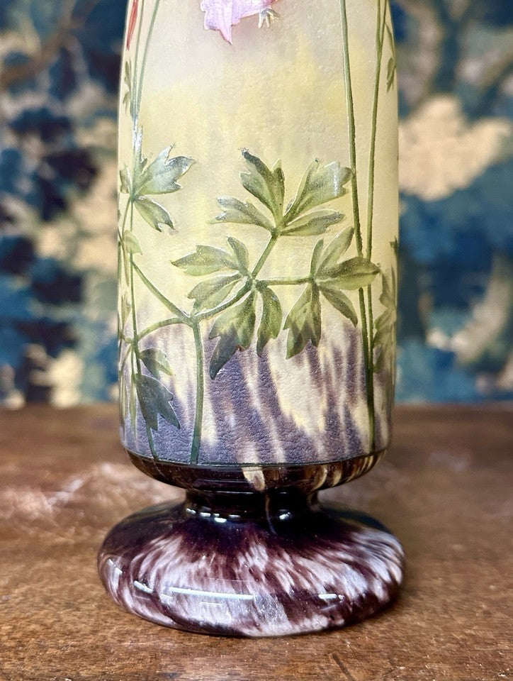 ドーム兄弟 オダマキの花の水差し型花瓶　アールヌーボー