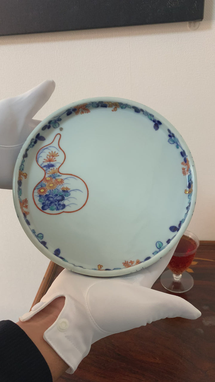 鍋島焼　瓢箪文色絵皿