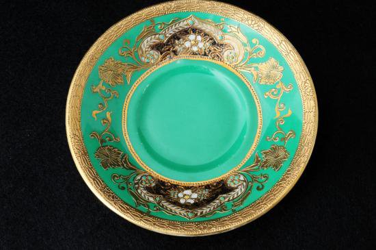 ００７　オールド　ノリタケ　グリーンフラワー　カップ＆ソーサー