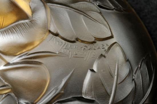 ０２３　ミューラー兄弟　アールデコ名作　オパーク彩ガラス錬鉄器