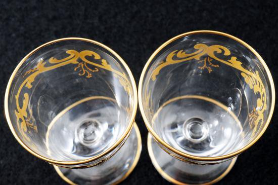 １６１　アンティーク　バカラ BACCARAT　金彩グラス　２客