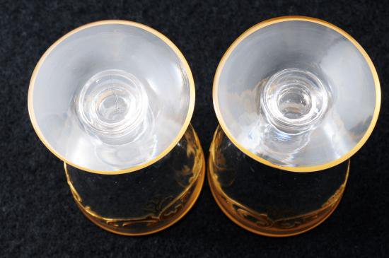 １６１　アンティーク　バカラ BACCARAT　金彩グラス　２客