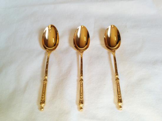 ０７２　クリストフル２４金 ナターシャ スプーン3本セット １４ｃｍ
