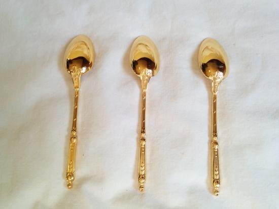 ０７２　クリストフル２４金 ナターシャ スプーン3本セット １４ｃｍ