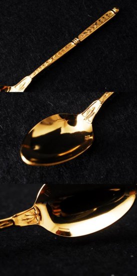 ０７２　クリストフル２４金 ナターシャ スプーン3本セット １４ｃｍ