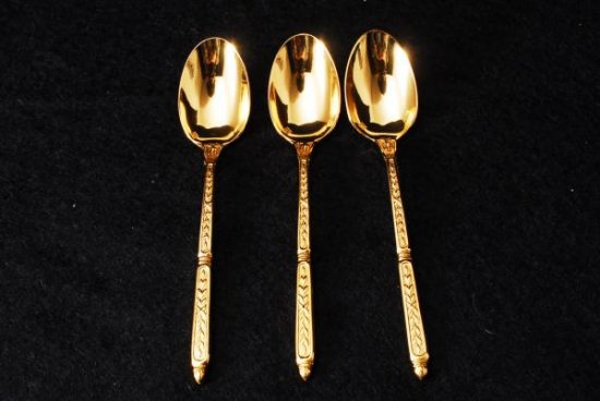 ０７２　クリストフル２４金 ナターシャ スプーン3本セット １４ｃｍ