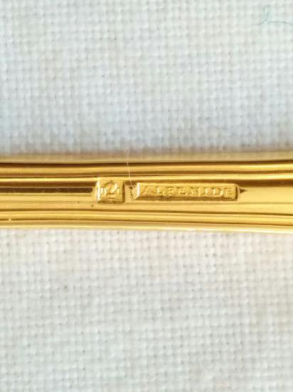 ０７３　クリストフル　ポンパドゥール　スプーン3本セット１０ｃｍ ２４金ヴァーメイル