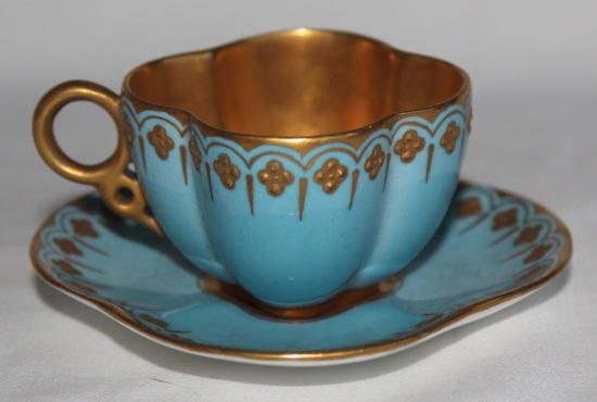 ０４０　ブルー四葉のジュエル　デミタスカップ＆ソーサー