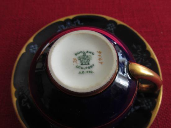 コールポート コバルトブルーとゴールドのデミタスカップ＆ソーサー