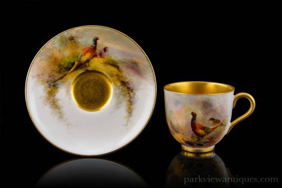 ロイヤルウースター(雉)キジのキャビネットカップ＆ソーサー　by Jas. Stinton