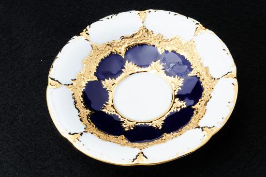 ０８３　マイセン Ｂフォーム １級品 グランツゴールド コバルト トリオ meissen