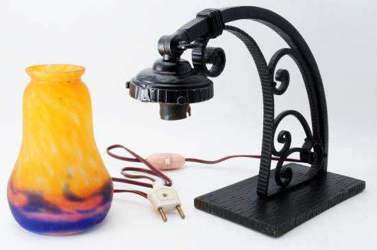 ０２４　ミューラー兄弟　アンティークランプ　可変式スタンドランプ　ガレ、ドーム