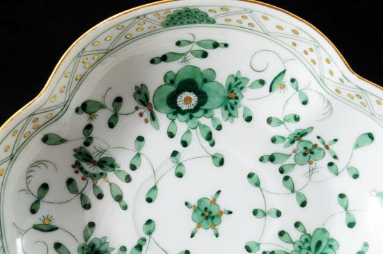１１２　マイセン meissen インドの華リッチ グリーン カップ&ソーサー 1級品