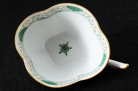 １１２　マイセン meissen インドの華リッチ グリーン カップ&ソーサー 1級品