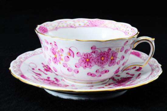 １１４　マイセン meissen インドの華 リッチピンク カップ＆ソーサー １級品